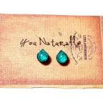 Aqua Wooden Stud Earrings