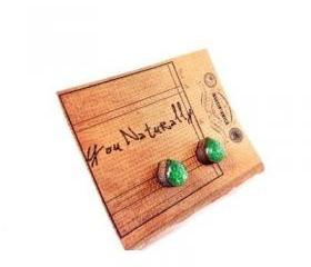 Green Glitter Teardrop Earrings