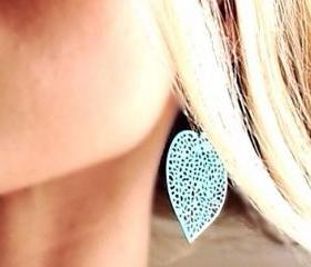 Distressed Aqua Filigree Earrings 